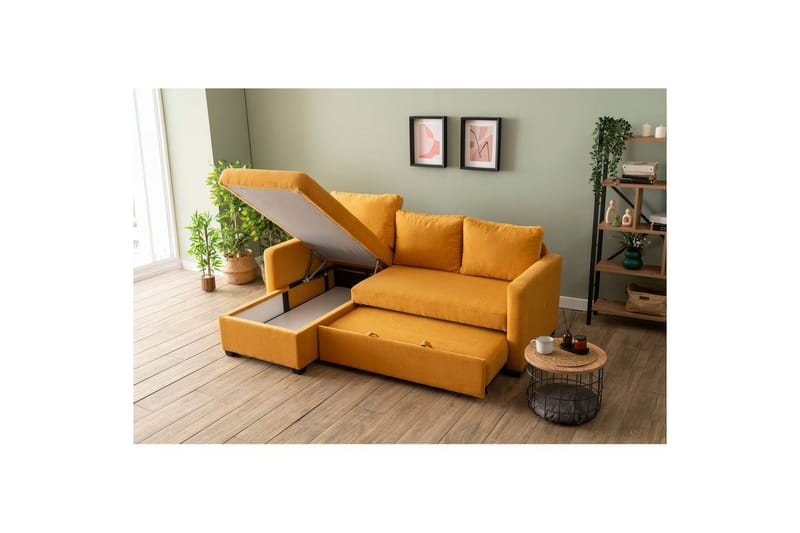 Tareen Sofa med Divan 3-seter - Sennepsgul - Møbler - Sofaer - Sofa med sjeselong