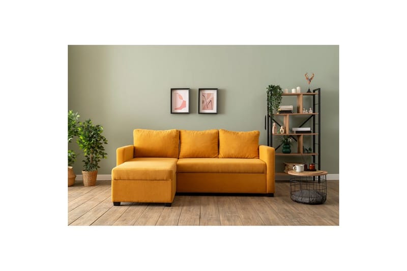 Tareen Sofa med Divan 3-seter - Sennepsgul - Møbler - Sofaer - Sofa med sjeselong