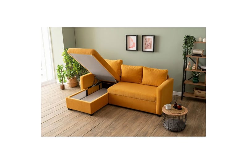Tareen Sofa med Divan 3-seter - Sennepsgul - Møbler - Sofaer - Sofa med sjeselong