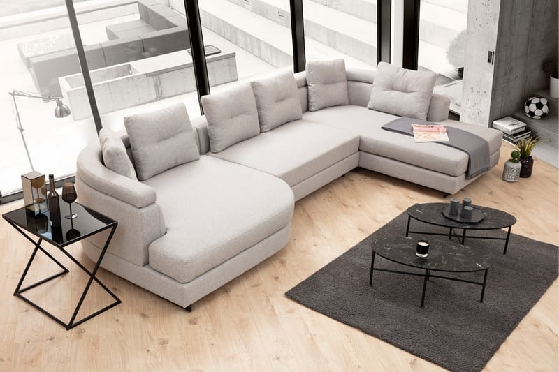 Tekawa Sofa m. Divan 4-seters - Lysegrå - Møbler - Sofaer - Sofa med sjeselong