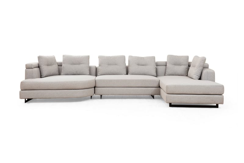 Tekawa Sofa m. Divan 4-seters - Lysegrå - Sofa med sjeselong - 4 seters sofa med divan