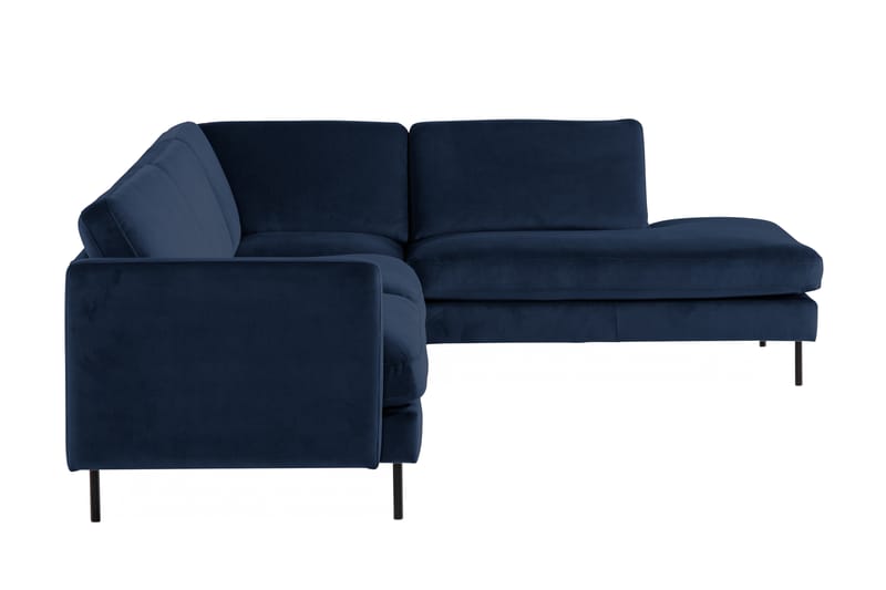 Teodin 2,5-seters Fløyelssofa med Sjeselong Høyre - Blå - Møbler - Sofaer - Sofa med sjeselong