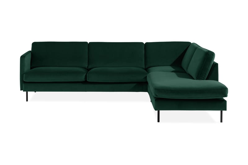 Teodin 2,5-seters Fløyelssofa med Sjeselong Høyre - Grønn - Møbler - Sofaer - Sofa med sjeselong