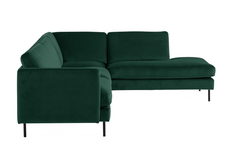 Teodin 2,5-seters Fløyelssofa med Sjeselong Høyre - Grønn - Møbler - Sofaer - Sofa med sjeselong
