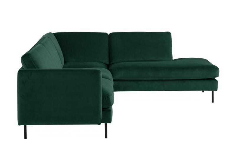 Teodin 2,5-seters Fløyelssofa med Sjeselong Høyre - Grønn - Sofa med sjeselong - Fløyel sofaer - 2 seters sofa med divan