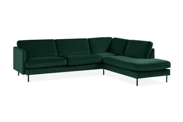 Teodin 2,5-seters Fløyelssofa med Sjeselong Høyre - Grønn - Møbler - Sofaer - Sofa med sjeselong