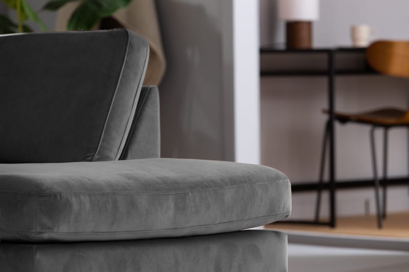 Teodin 2,5-seters Fløyelssofa med Sjeselong Høyre - Lysegrå - Møbler - Sofaer - Sofa med sjeselong