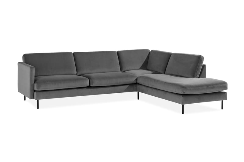 Teodin 2,5-seters Fløyelssofa med Sjeselong Høyre - Lysegrå - Sofa med sjeselong - Fløyel sofaer - 2 seters sofa med divan
