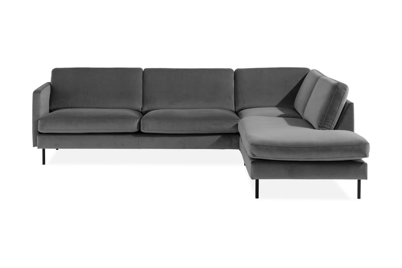 Teodin 2,5-seters Fløyelssofa med Sjeselong Høyre - Lysegrå - Møbler - Sofaer - Sofa med sjeselong
