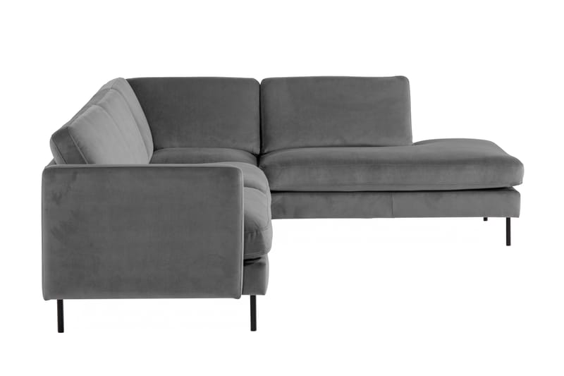 Teodin 2,5-seters Fløyelssofa med Sjeselong Høyre - Lysegrå - Møbler - Sofaer - Sofa med sjeselong