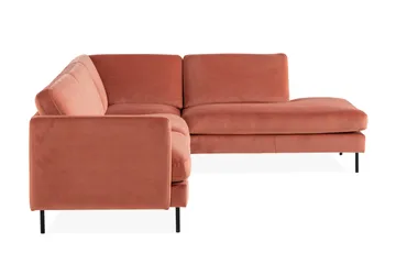 Teodin 2,5-seters Fløyelssofa med Sjeselong Høyre - Rosa - Møbler - Sofaer - Sofa med sjeselong