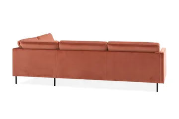 Teodin 2,5-seters Fløyelssofa med Sjeselong Høyre - Rosa - Møbler - Sofaer - Sofa med sjeselong