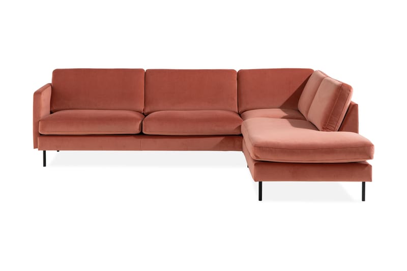 Teodin 2,5-seters Fløyelssofa med Sjeselong Høyre - Rosa - Sofa med sjeselong - Fløyel sofaer - 2 seters sofa med divan