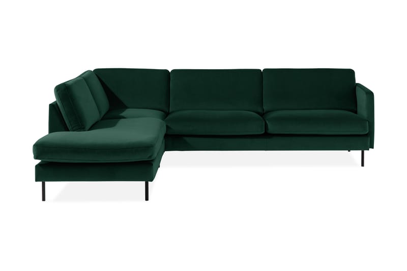 Teodin 2,5-seters Fløyelssofa med Sjeselong Venstre - Grønn - Sofa med sjeselong - Fløyel sofaer - 2 seters sofa med divan