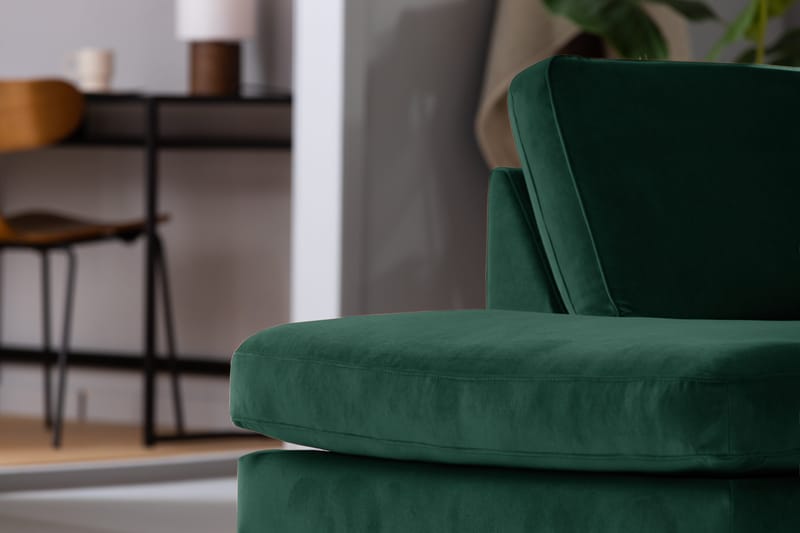 Teodin 2,5-seters Fløyelssofa med Sjeselong Venstre - Grønn - Møbler - Sofaer - Sofa med sjeselong