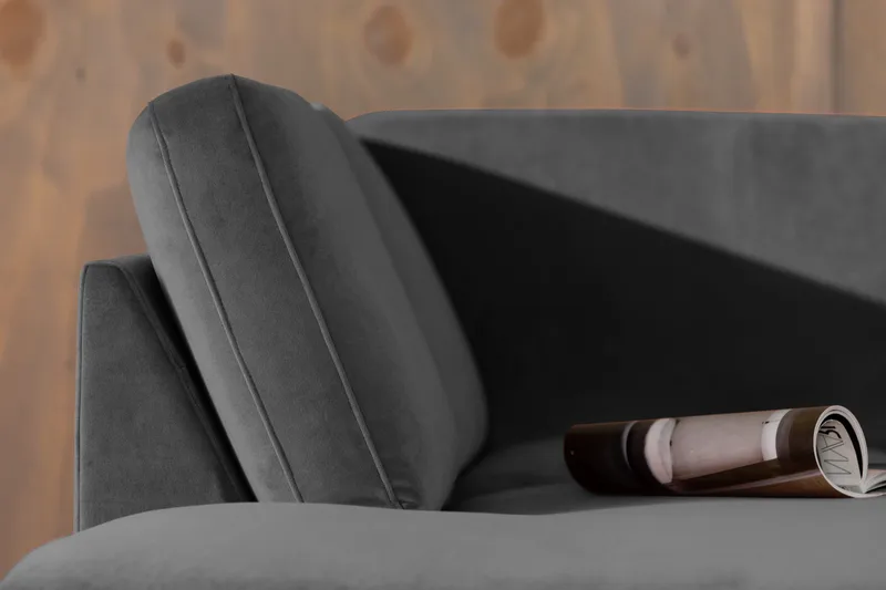 Teodin 2,5-seters Fløyelssofa med Sjeselong Venstre - Lysegrå - Møbler - Sofaer - Sofa med sjeselong