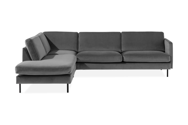 Teodin 2,5-seters Fløyelssofa med Sjeselong Venstre - Lysegrå - Sofa med sjeselong - Fløyel sofaer - 2 seters sofa med divan