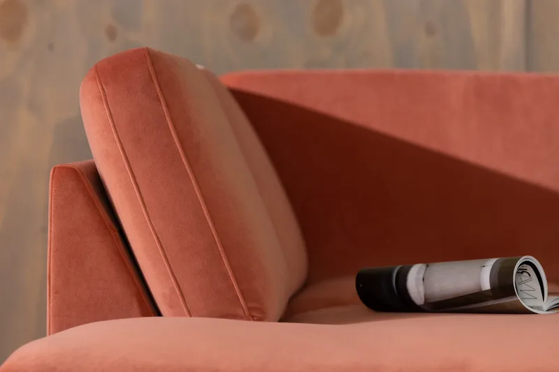 Teodin 2,5-seters Fløyelssofa med Sjeselong Venstre - Rosa - Møbler - Sofaer - Sofa med sjeselong