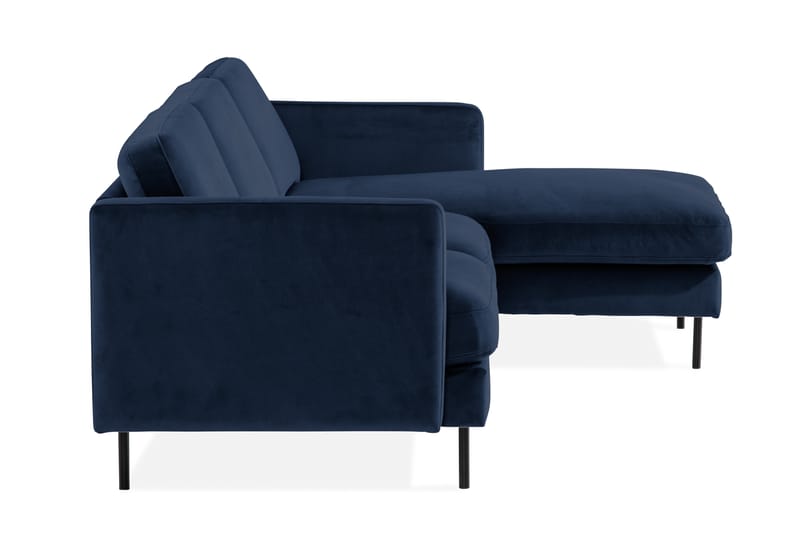 Teodin Fløyelssofa 2-seters med Divan Høyre - Blå - Sofa med sjeselong - Fløyel sofaer - 2 seters sofa med divan