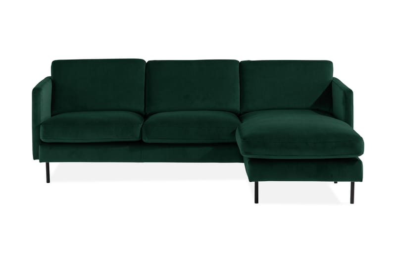 Teodin Fløyelssofa 2-seters med Divan Høyre - Grønn - Sofa med sjeselong - Fløyel sofaer - 2 seters sofa med divan
