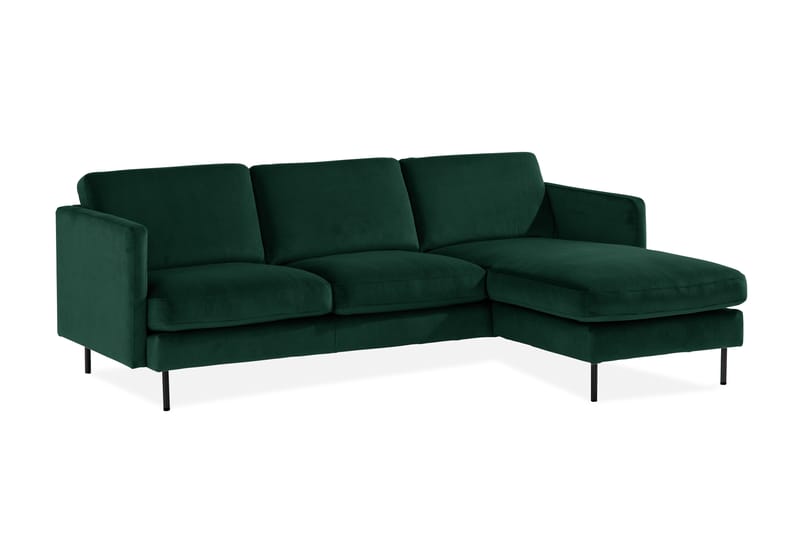 Teodin Fløyelssofa 2-seters med Divan Høyre - Grønn - Møbler - Sofaer - Sofa med sjeselong
