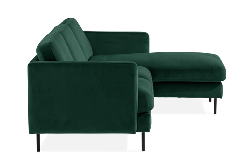 Teodin Fløyelssofa 2-seters med Divan Høyre - Grønn - Sofa med sjeselong - Fløyel sofaer - 2 seters sofa med divan