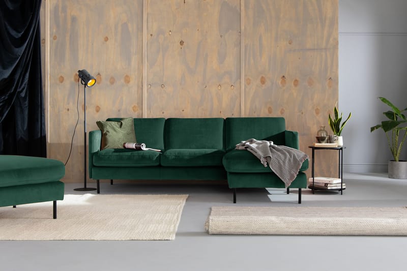 Teodin Fløyelssofa 2-seters med Divan Høyre - Grønn - Møbler - Sofaer - Sofa med sjeselong