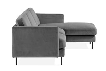 Teodin Fløyelssofa 2-seters med Divan Høyre - Lysegrå - Møbler - Sofaer - Sofa med sjeselong
