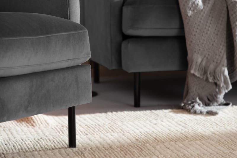 Teodin Fløyelssofa 2-seters med Divan Høyre - Lysegrå - Møbler - Sofaer - Sofa med sjeselong