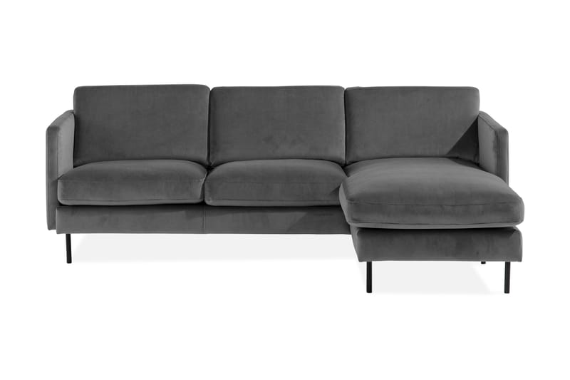 Teodin Fløyelssofa 2-seters med Divan Høyre - Lysegrå - Sofa med sjeselong - Fløyel sofaer - 2 seters sofa med divan