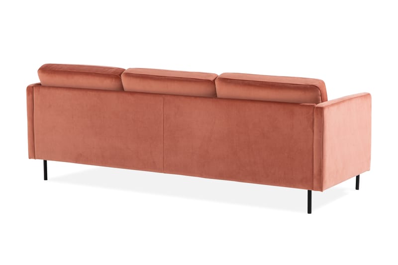 Teodin Fløyelssofa 2-seters med Divan Høyre - Rosa - Sofa med sjeselong - Fløyel sofaer - 2 seters sofa med divan