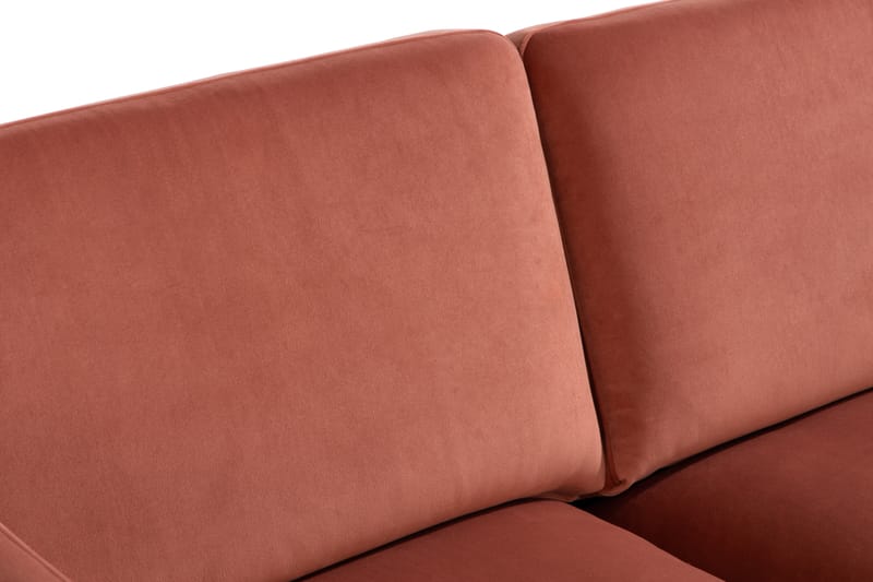 Teodin Fløyelssofa 2-seters med Divan Høyre - Rosa - Sofa med sjeselong - Fløyel sofaer - 2 seters sofa med divan