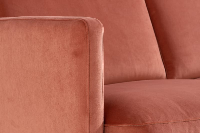 Teodin Fløyelssofa 2-seters med Divan Høyre - Rosa - Sofa med sjeselong - Fløyel sofaer - 2 seters sofa med divan