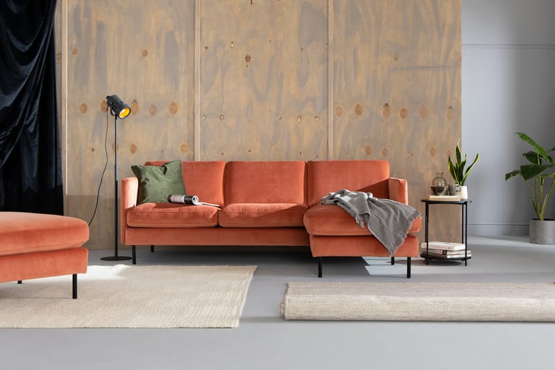 Teodin Fløyelssofa 2-seters med Divan Høyre - Rosa - Møbler - Sofaer - Sofa med sjeselong