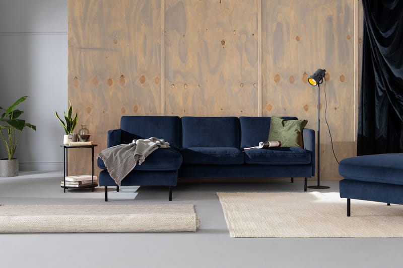 Teodin Fløyelssofa 2-seters med Divan Venstre - Blå - Møbler - Sofaer - Sofa med sjeselong