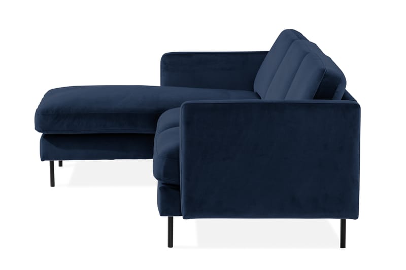 Teodin Fløyelssofa 2-seters med Divan Venstre - Blå - Møbler - Sofaer - Sofa med sjeselong