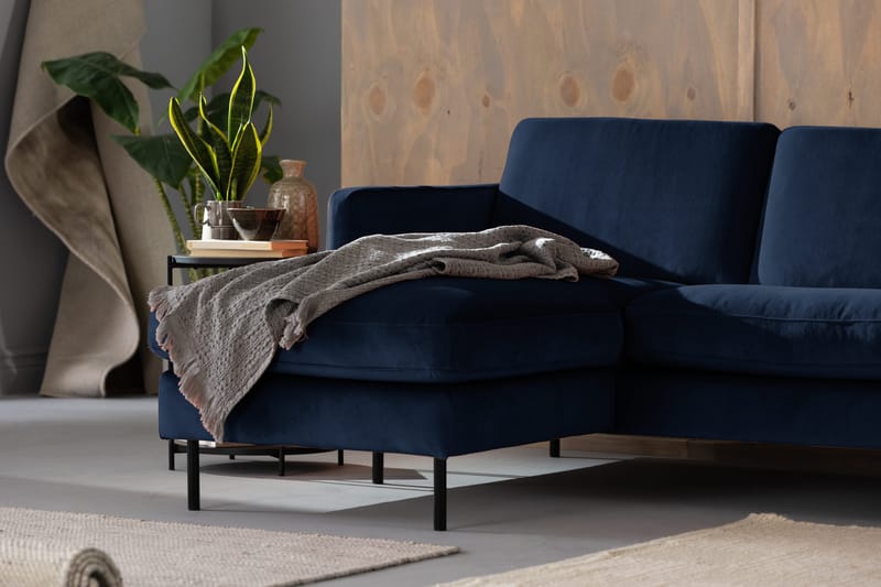 Teodin Fløyelssofa 2-seters med Divan Venstre - Blå - Møbler - Sofaer - Sofa med sjeselong