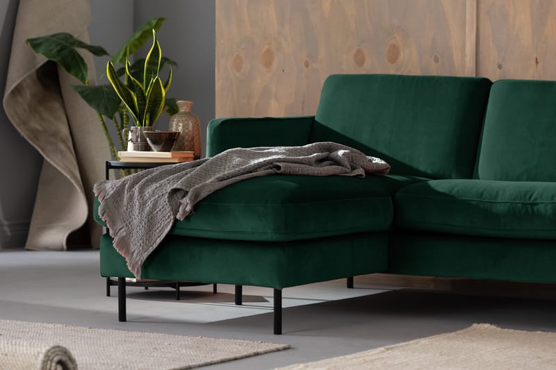 Teodin Fløyelssofa 2-seters med Divan Venstre - Grønn - Møbler - Sofaer - Sofa med sjeselong
