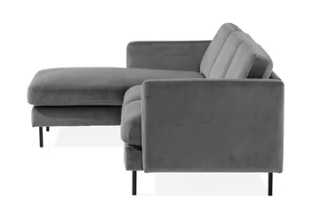 Teodin Fløyelssofa 2-seters med Divan Venstre - Lysegrå - Møbler - Sofaer - Sofa med sjeselong