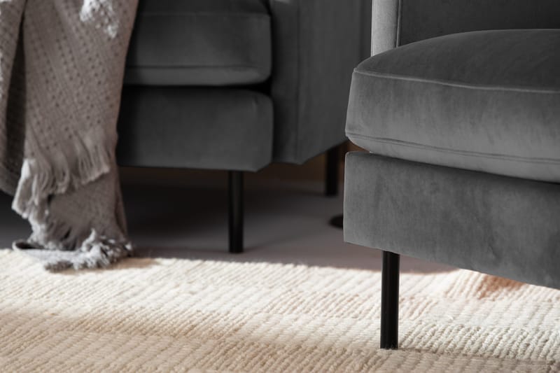 Teodin Fløyelssofa 2-seters med Divan Venstre - Lysegrå - Møbler - Sofaer - Sofa med sjeselong