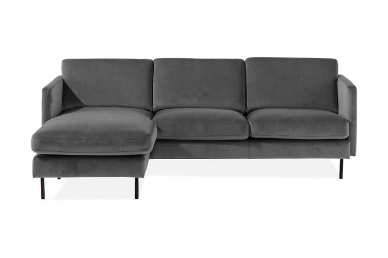 Teodin Fløyelssofa 2-seters med Divan Venstre - Lysegrå - Møbler - Sofaer - Sofa med sjeselong