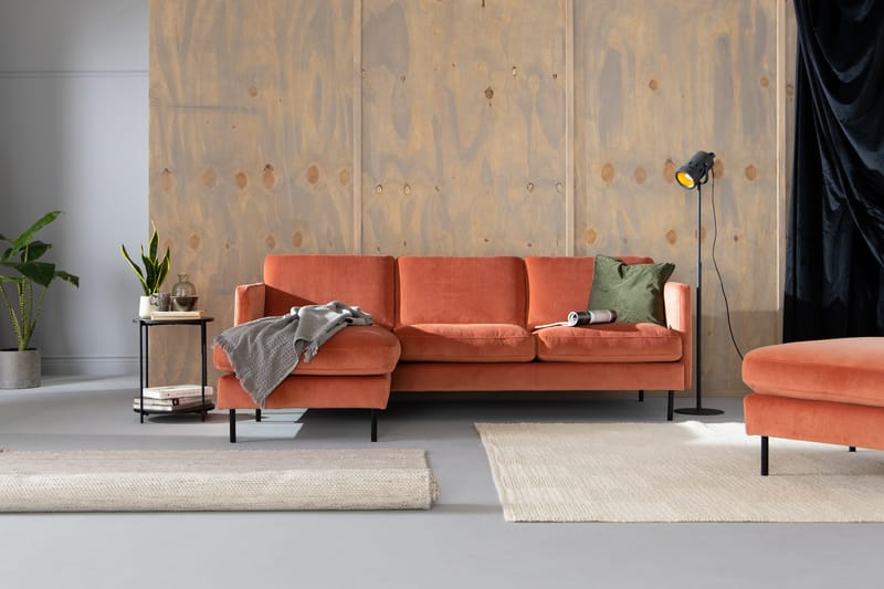 Teodin Fløyelssofa 2-seters med Divan Venstre - Rosa - Møbler - Sofaer - Sofa med sjeselong