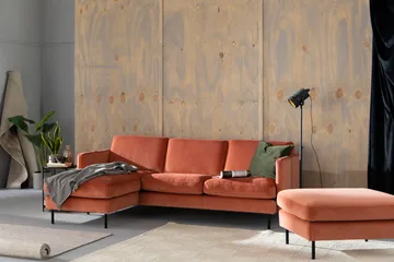 Teodin Fløyelssofa 2-seters med Divan Venstre - Rosa - Møbler - Sofaer - Sofa med sjeselong