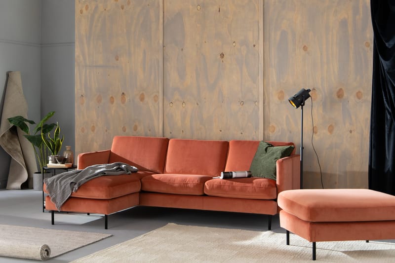 Teodin Fløyelssofa 2-seters med Divan Venstre - Rosa - Møbler - Sofaer - Sofa med sjeselong