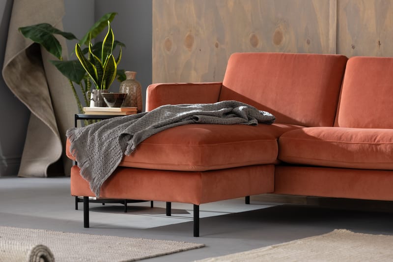 Teodin Fløyelssofa 2-seters med Divan Venstre - Rosa - Møbler - Sofaer - Sofa med sjeselong