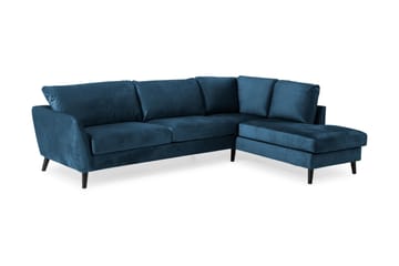 Trend 4-seters Høyrevendt L-formet Sjeselongsofa i Fløyel - Blå - Møbler - Sofaer - Sofa med sjeselong