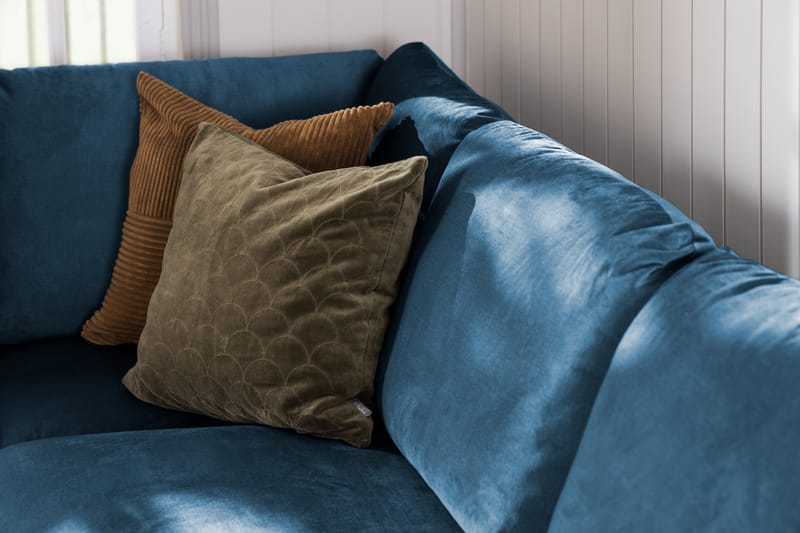 Trend 4-seters Høyrevendt L-formet Sjeselongsofa i Fløyel - Blå - Møbler - Sofaer - Sofa med sjeselong