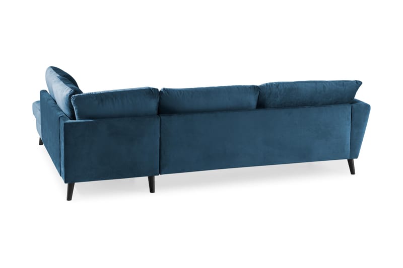 Trend 4-seters Høyrevendt L-formet Sjeselongsofa i Fløyel - Blå - Møbler - Sofaer - Sofa med sjeselong