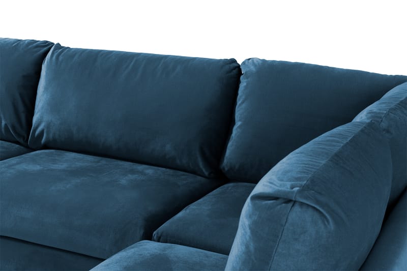 Trend 4-seters Høyrevendt L-formet Sjeselongsofa i Fløyel - Blå - Møbler - Sofaer - Sofa med sjeselong