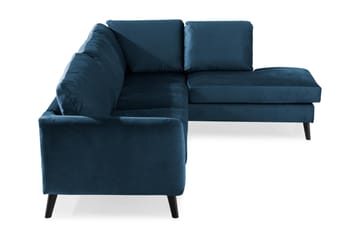 Trend 4-seters Høyrevendt L-formet Sjeselongsofa i Fløyel - Blå - Møbler - Sofaer - Sofa med sjeselong